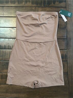 Dark Taupe Seamless Strapless Spandex Romper